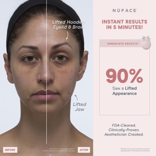 NuFACE MINI+ Microcurrent Facial Device Kit - FDA Cleared Face Sculpting & Skin Tightening Device to Contour, Lift & Tone + Microcurrent Gel Activator, Silk Crème & Applicator Brush - Midnight Black