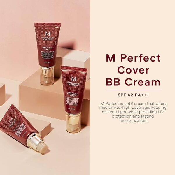 MISSHA M Perfect BB Cream No.23 Natural Beige for Light with Neutral Skin Tone SPF 42 PA +++ 1.69 Fl Oz - Tinted Moisturizer for face with SPF