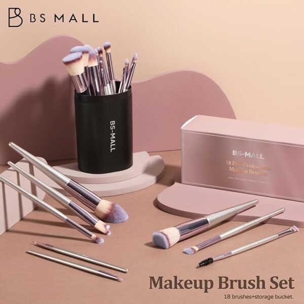BS-MALL Makeup Brush Set 18 Pcs Premium Synthetic Foundation Powder Concealers Eye shadows Blush Makeup Brushes with black case